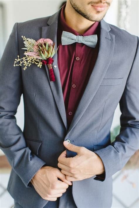 The minute detailing adds to the overall look of the outfit. October Wedding-Dark Red Bridesmaid Dresses, Grey Men's ...