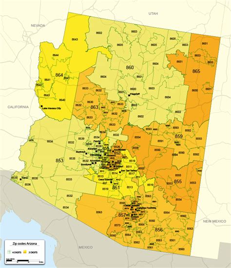 Arizona Zip Code Map Including County Maps Images