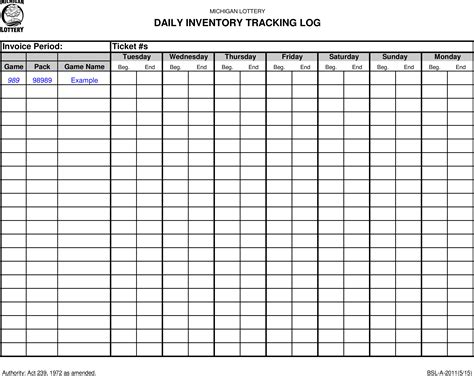 Inventory Log Templates Free Printables Inventory