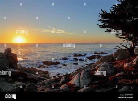 Sunset At 17 Mile Drive Pebble Beach California Stock Photo Alamy
