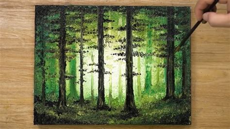 Forest Scene Acrylic On Wood Painting Art And Collectibles Acrylic Etna