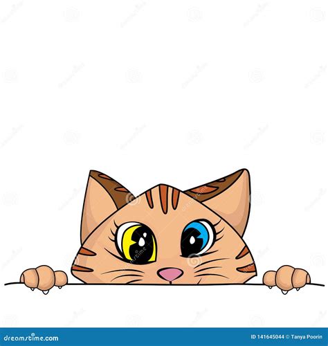 El Gato Travieso Está Jugando Escondite Por Diversión Ilustración Del