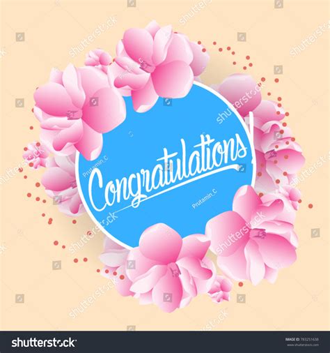 Congratulations Beautiful Greeting Card Bunch Flowers Stock Vector Royalty Free