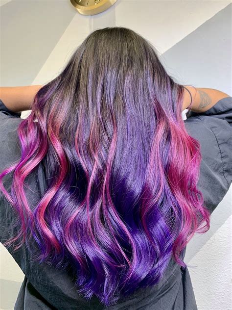 purple and pink ombré hair color pink ombre hair dark ombre hair long hair color
