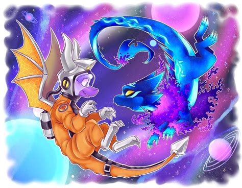 Commission Cosmic Cynder And Space Spyro By Cloudypouty On