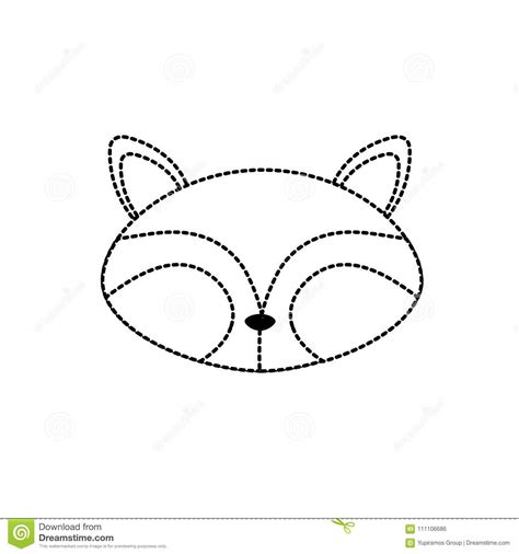 Dotted Shape Raccoon Head Wild Cute Animal Stock Vector Illustration