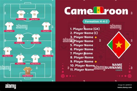Cameroon Line Up Football 2022 Tournament Final Stage Vector