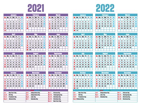 2021 And 2022 Calendar Printable 12 Templates Free Printable 2021