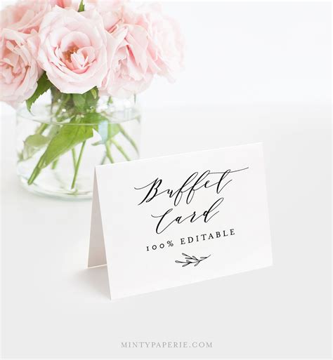 Paper Instant Download Greenery Wedding Buffet Printable Templett