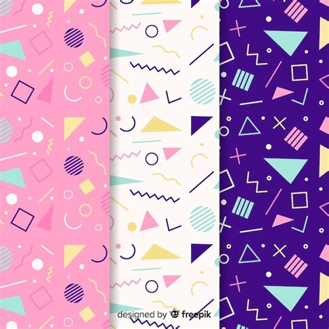 Free Vector Colorful Memphis Pattern Collection