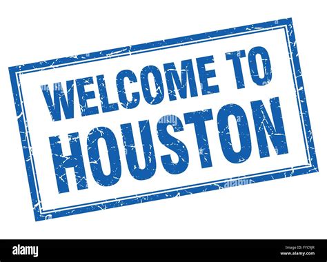 Houston Blue Square Grunge Welcome Isolated Stamp Stock Vector Image