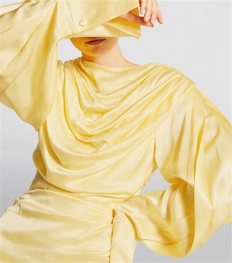 Materiel Yellow Draped Satin Mini Dress Harrods Uk