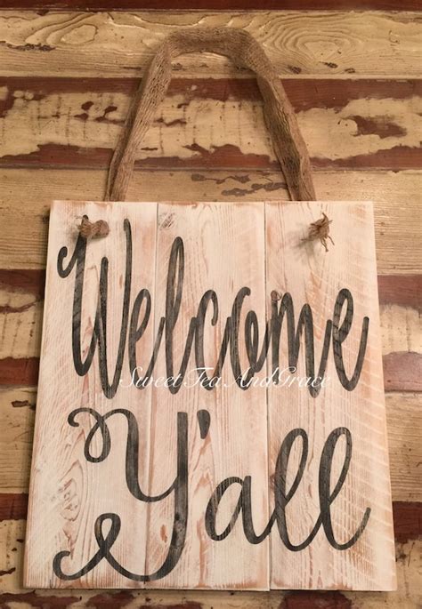 Items Similar To Welcome Yall Sign Door Hanger Front Porch Sign