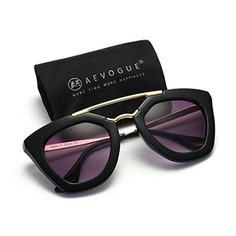 aevogue womens sunglasses double bridge cat eye gradient dark purple lens glossy black frame