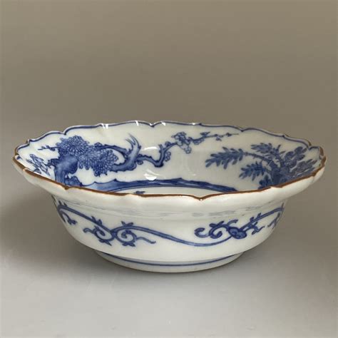 Antique Japanese Arita Blue And White Porcelain Bowl Meiji Circa Early