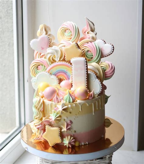 A Beautiful Big Pastel Colored Rainbow Drip Cake Pretty Cakes Cute