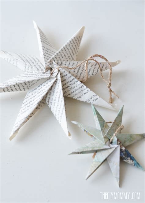 Diy Christmas Ornament Book Page Or Map Paper Star The