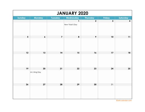 Free Calendar Template 2020 Printable Calendar 2023