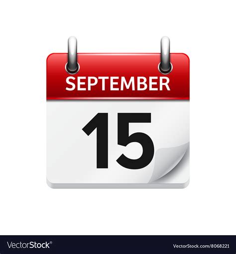 September 15 Flat Daily Calendar Icon Royalty Free Vector