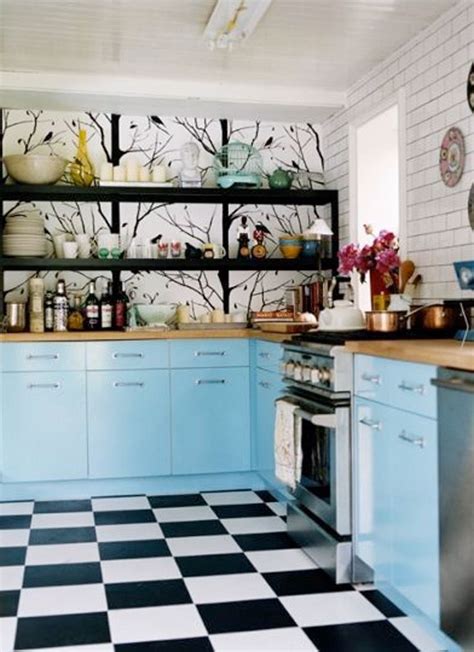 Softening The Look Of A Checkerboard Floor Checkered Floor Kitchen