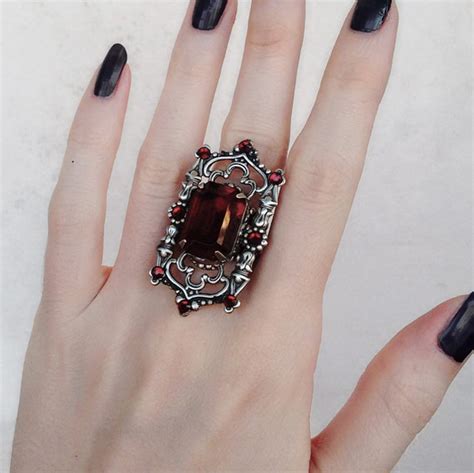 Gothic Ring Vampire Jewelry Victorian Gothic Jewelry Red Etsy