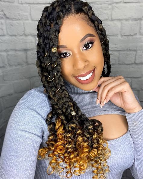 Big Knotless Braids With Curly Hair Hairstyles For Box Braids Afro
