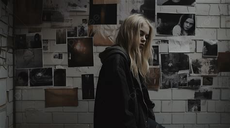 Blonde Girl Standing In Front Of A Wall Background Grunge Aesthetic Pictures Background Image