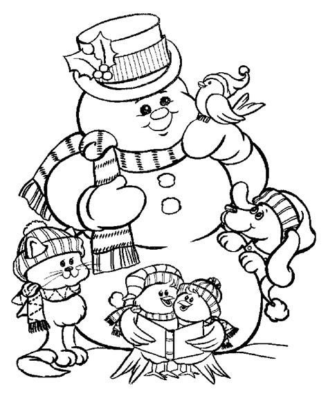 Snowman Christmas Coloring Pages For Kids To Print And Color