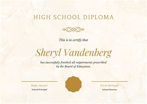 Free Printable High School Diploma Certificate Templates Canva