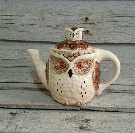 Vintage Ceramic Owl Teapot Enesco 2 Cup Teapot Owl Collectible By Emptynestvintage On Etsy
