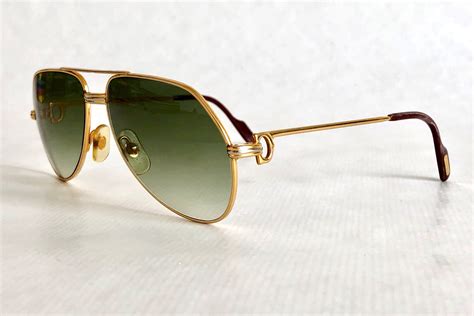 Cartier Vendôme Louis Cartier 22k Gold Vintage Sunglasses Including Leather Soft Case
