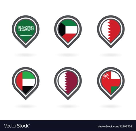 Gulf Cooperation Council Countries Map Point Vector Image