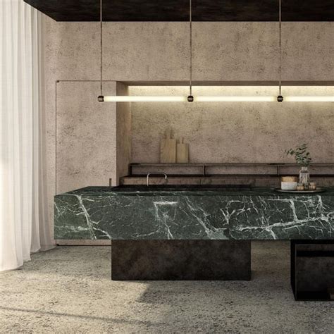 Travertine marble is often visibly porous, giving it a more natural, textured look. #marble and #travertine #kitchen #black #beige | New ...