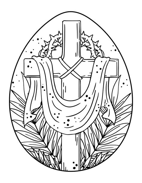 Easter Egg Cross Coloring Page Coloring Pages