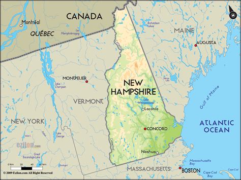Geographical Map Of New Hampshire And New Hampshire
