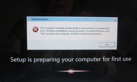 The Computer Restarted Unexpectedly Or Encountered An Unexpected Error During Installation Of