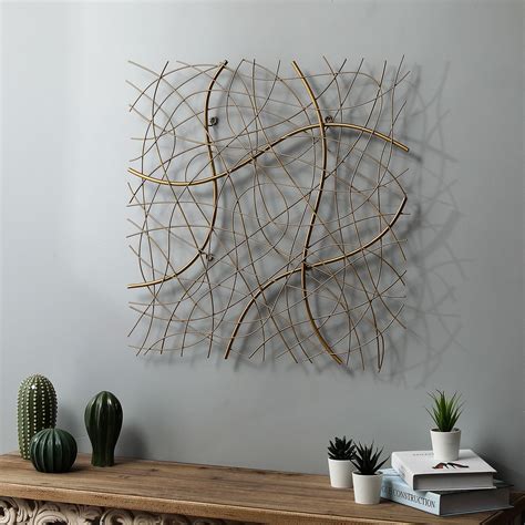 Luxen Home Large Gold Abstract Square Metal Wall Decor Wha932 In 2022
