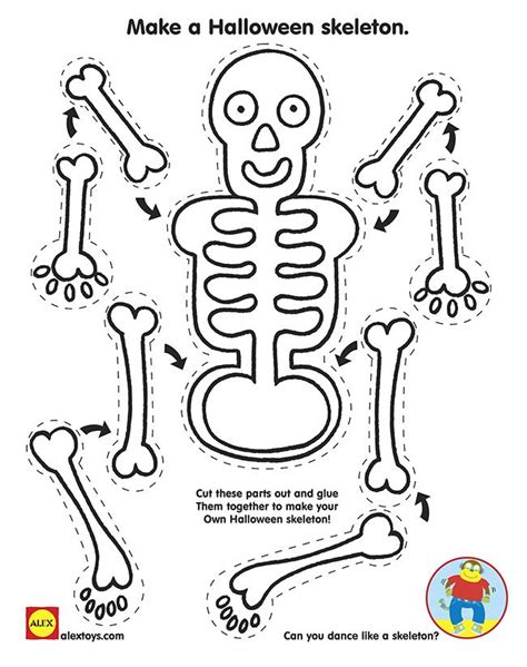 Halloween Printables Halloween Arts Crafts Skeleton Craft