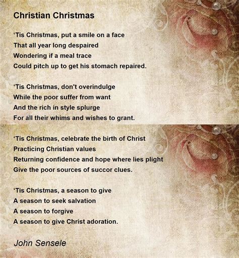Christian Christmas Poem By John Sensele Poem Hunter