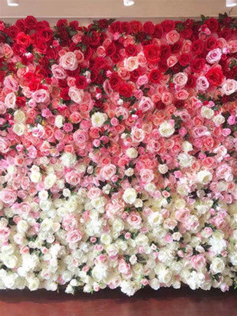 Gradual Color Floral Wall Wedding Arrangement Fake Flower Wall Backdrop