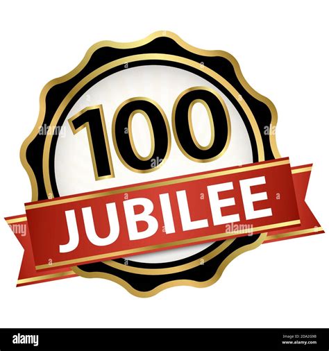 Round Jubilee Button With Red Banner For Marketing Use For 100 Years