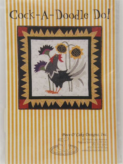 Cock A Doodle Do Rooster Quilt Pattern Piece O Cake Designs 26 X26 Nip Quilt Patterns