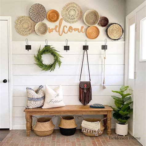 Entryway With Shiplap And Rattan Wall Décor Soul And Lane
