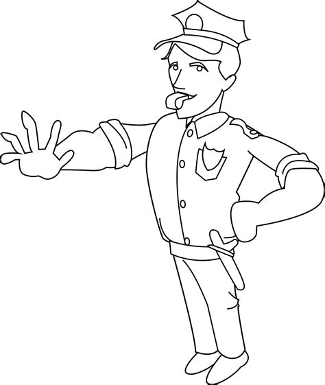 Police Officer Coloring Page Free Clip Art