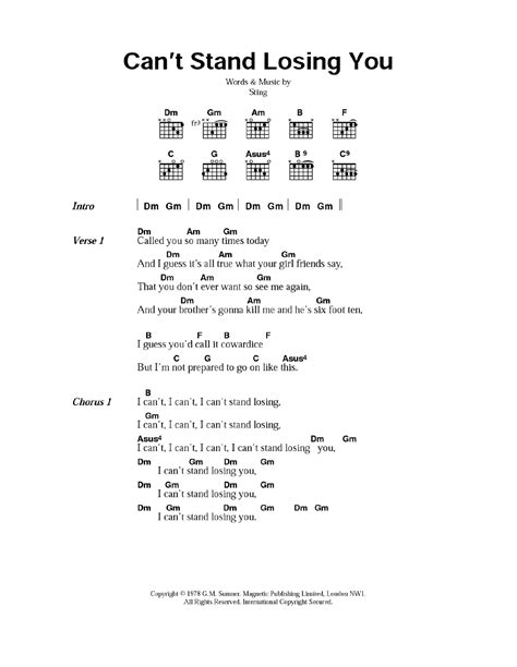 Can T Stand Losing You By The Police Guitar Chords Lyrics Guitar Instructor