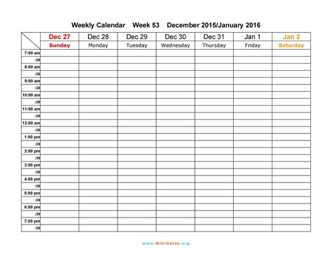 Weekly Calendar Template For Word