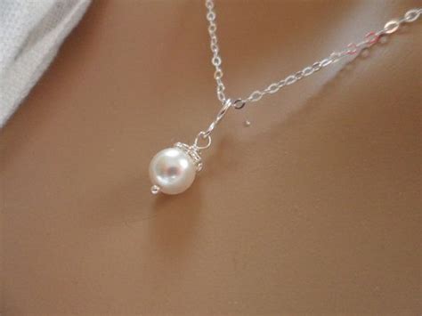 Dainty Pearl Necklace Minimalist Jewelry Bridal Gift Etsy In
