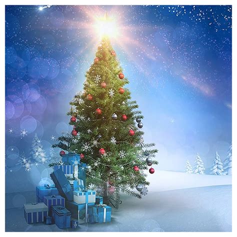 Christmas Snow Zoom Background Video 7x5ft Blue Sky Xmas Photography