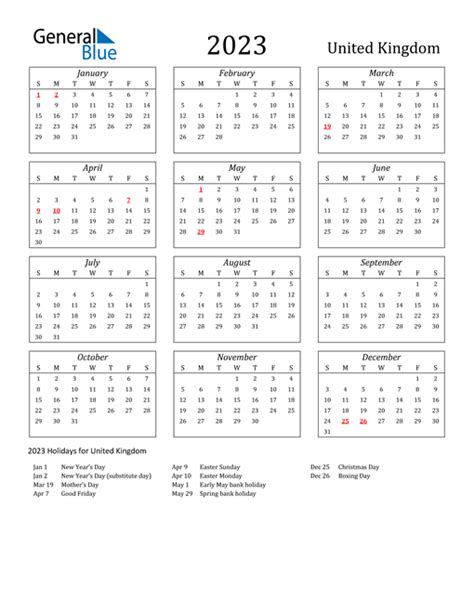 2023 English Bank Holidays Calendar Time And Date Calendar 2023 Canada