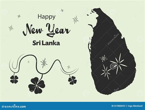 Happy New Year Theme With Map Of Sri Lanka Stock Illustration
